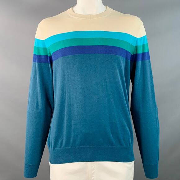 MR TURK Size XL Multi Color Stripe Cotton Modal Crew Neck Pullover - Picture 1 of 6